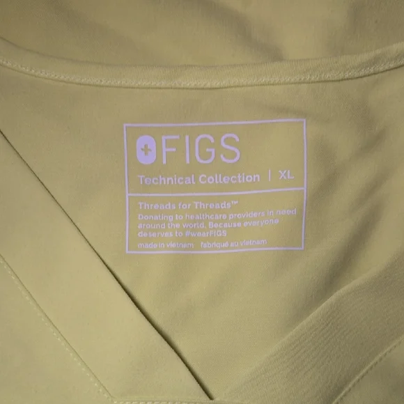 Men's Figs Yellow Short Sleeve Scrub Top Crew Neck - Picture 3 of 4